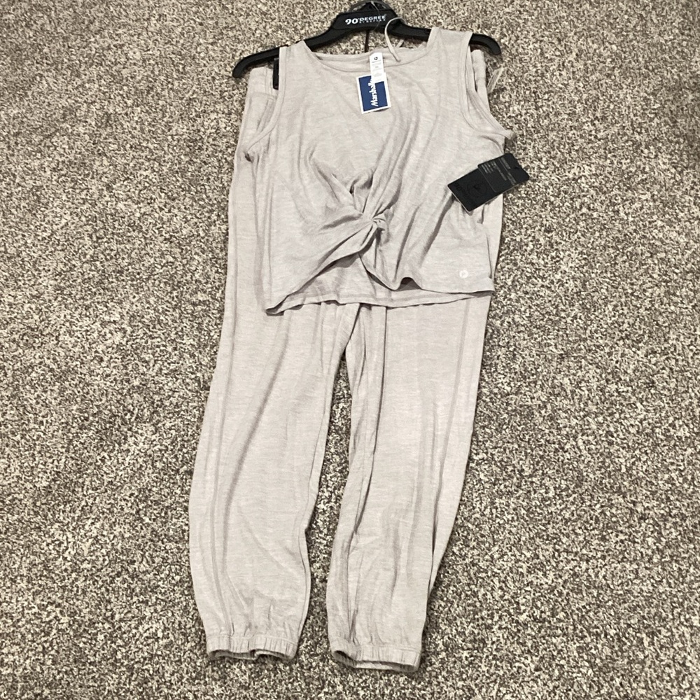Light Gray Twist Front Top and Jogger Set